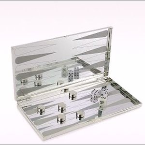 Tonino Lamborghini Deluxe Backgammon Open Silver Plated Silver-Plated RARE HTF